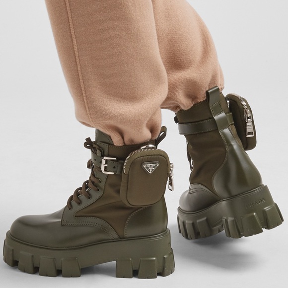 PRADA Monolith leather and Re-Nylon boots with pouch - Picture 2 of 15